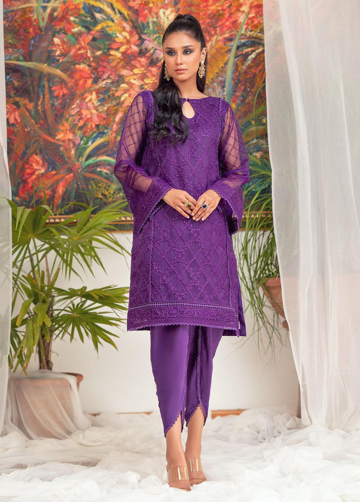 Zaaviay Luxury Pret Embroidered Organza 2 Piece Dress ZV22OG AMETHYST