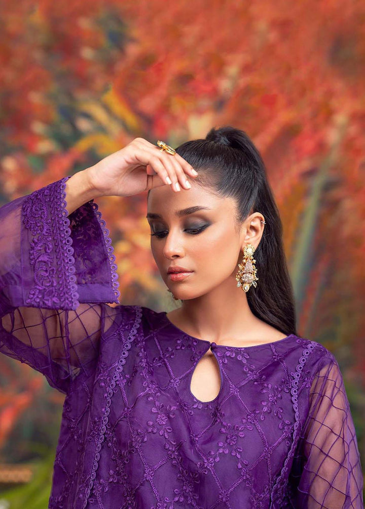 Zaaviay Luxury Pret Embroidered Organza 2 Piece Dress ZV22OG AMETHYST