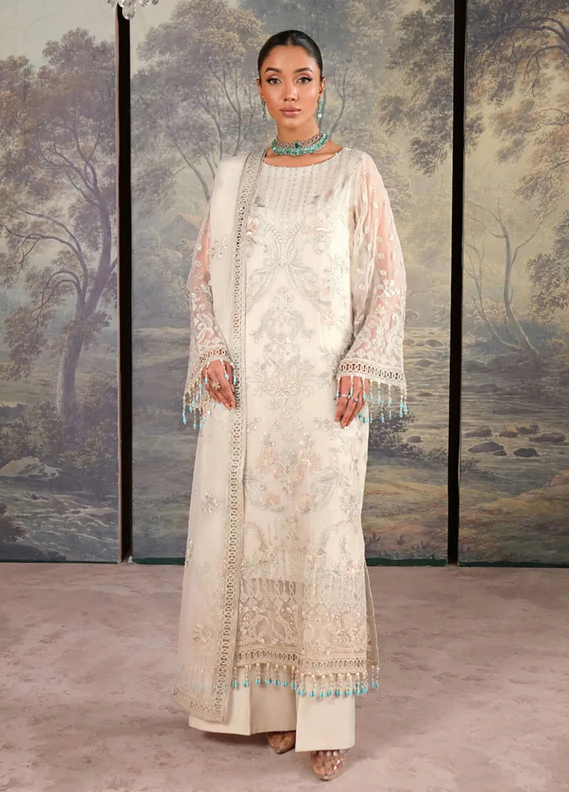 Lavish Premium Embroidered Chiffon Suits Unstitched 3 Piece LVP25UL D-03 Arnesic - Formal Collection