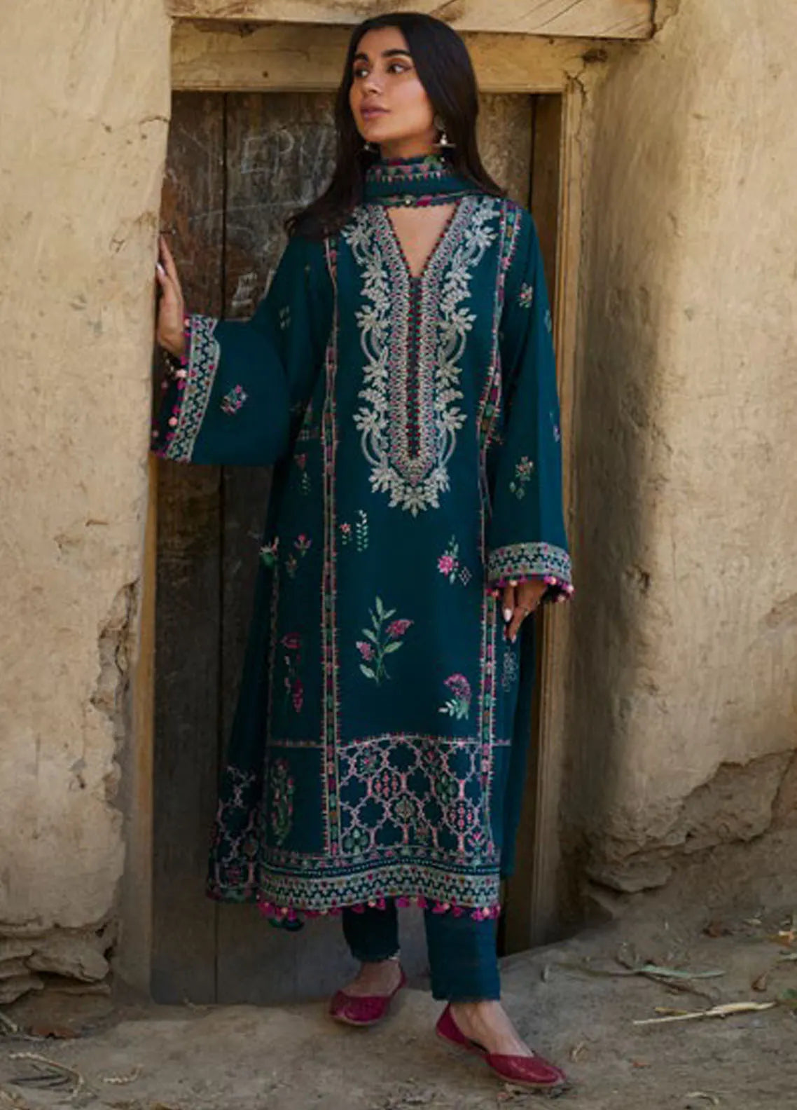 Zaha By Khadijah Shah Embroidered Jacquard Suits Unstitched 3 Piece ZL24W ZW24-14 Sahiba - Winter Collection