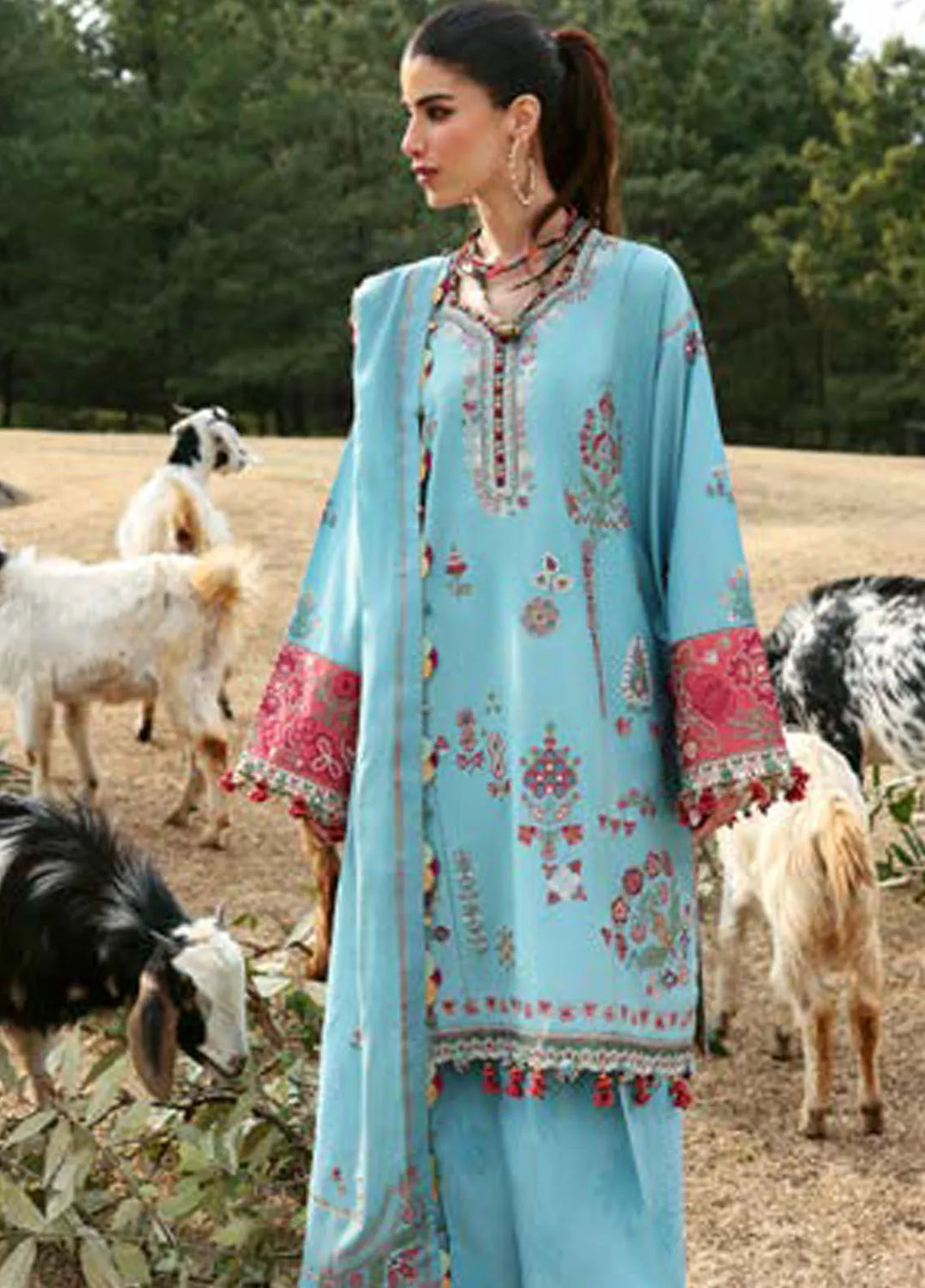 Zaha By Khadijah Shah Embroidered Lawn Suits Unstitched 3 Piece ZL25NL D-14 A Rhea - Summer Collection