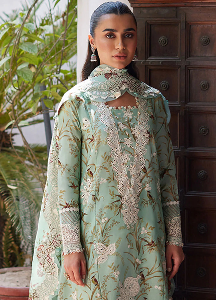 Zaha Embroidered Lawn Suit Unstitched 3 Piece ZL24F D-04 Mehr - Festive Collection