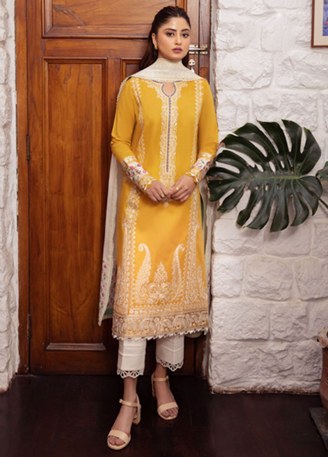 Zaha Embroidered Lawn Suits Unstitched 3 Piece ZL24-15B - Summer Collection
