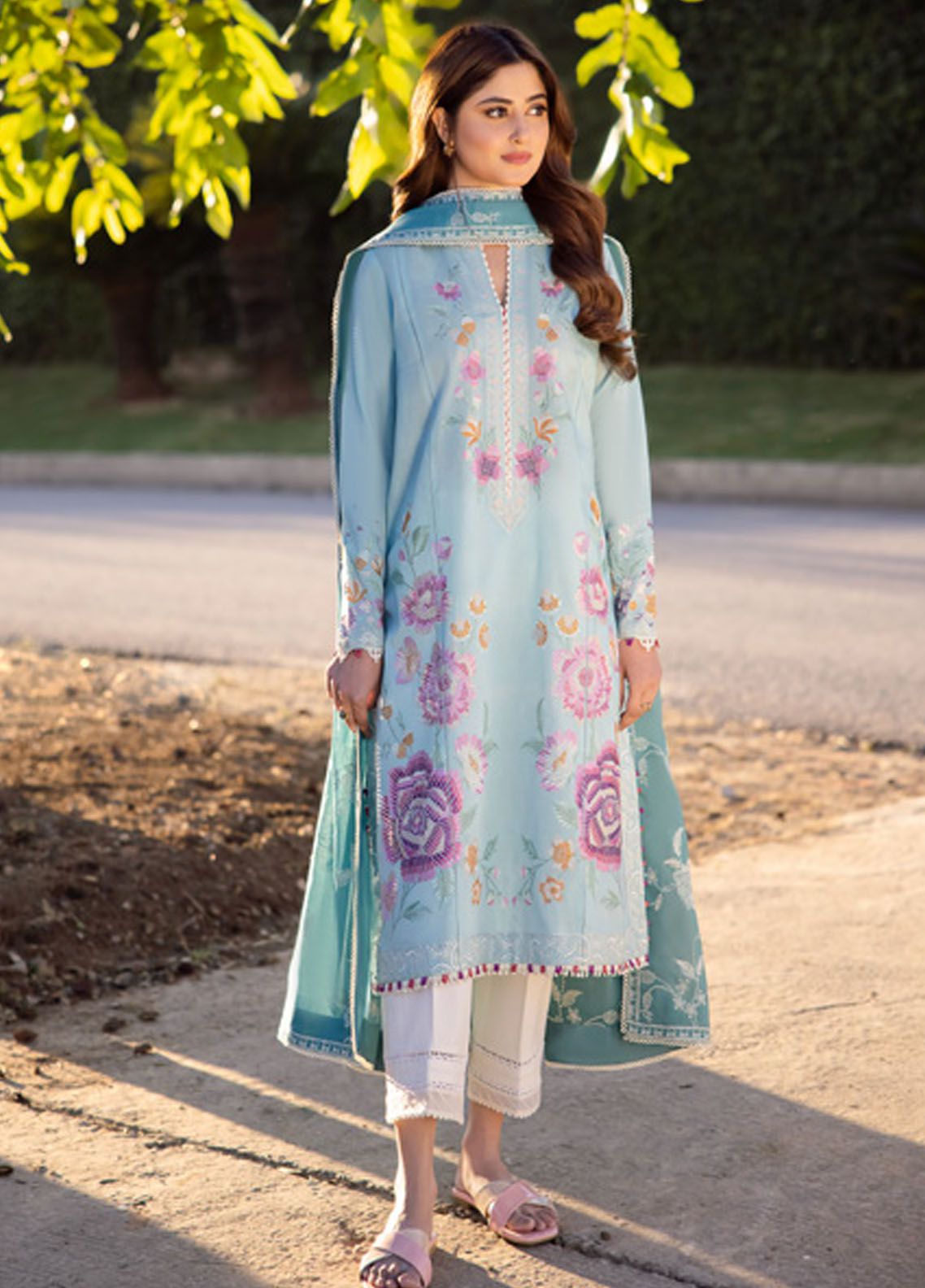 Zaha Embroidered Lawn Suits Unstitched 3 Piece ZL24-08A - Summer Collection main image 1