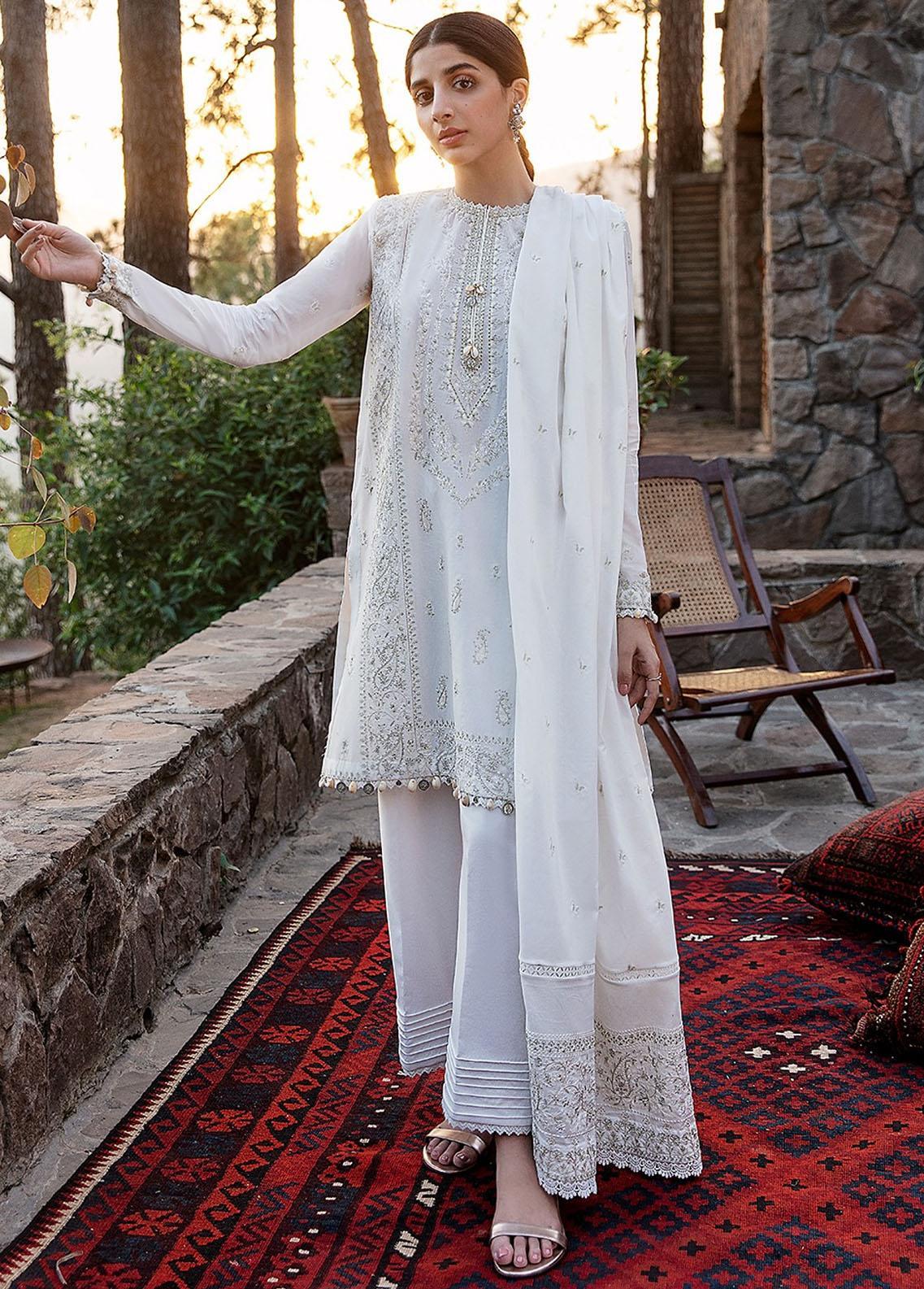 Zaha by Khadijah Shah Embroidered Lawn Suits Unstitched 3 Piece ZL25UF D-04 Nilofer - Festive Collection