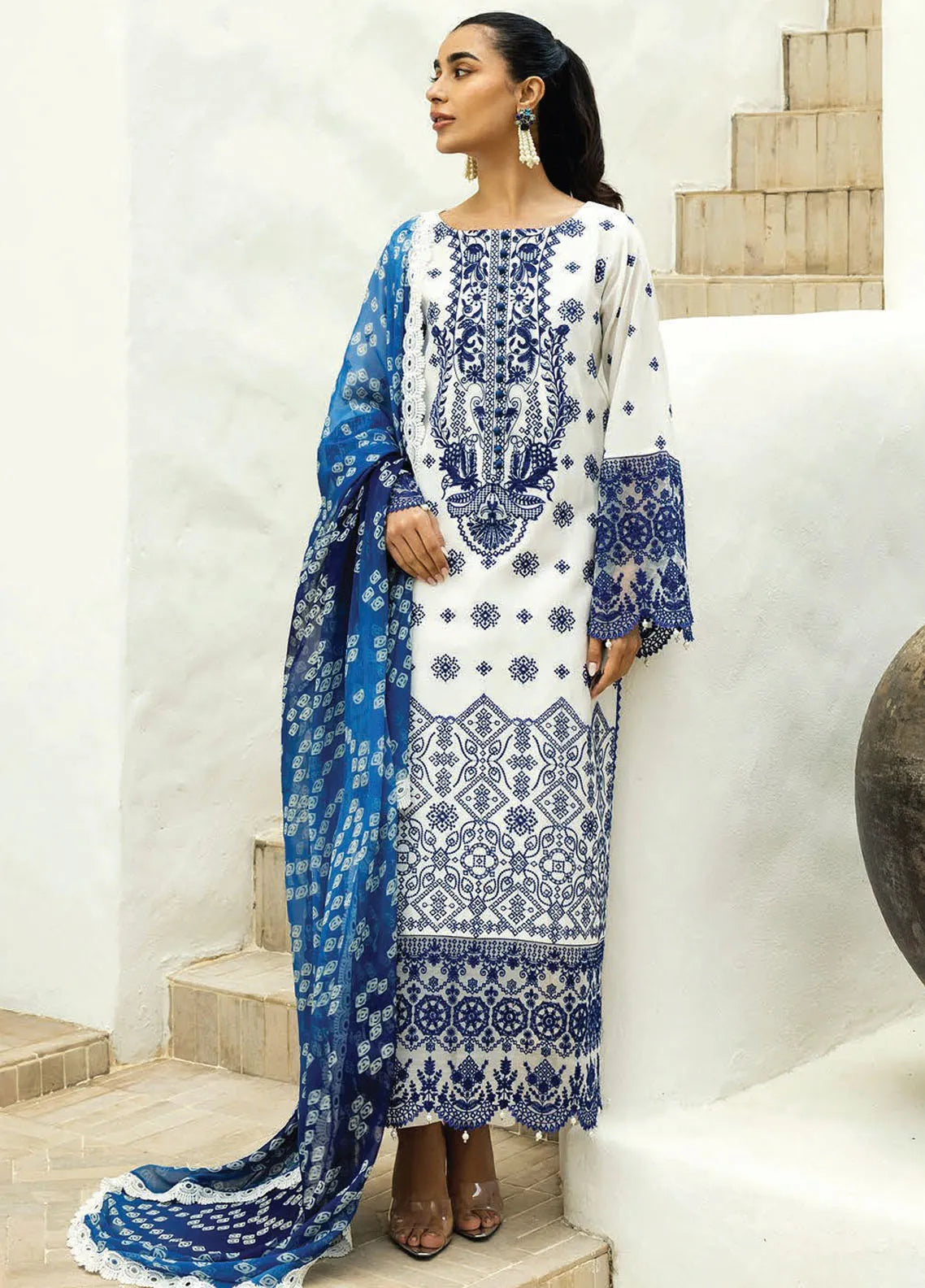 Zainab Chottani Embroidered Chikankari Suits Unstitched 3 Piece ZC25CH D5A Selah - Summer Collection