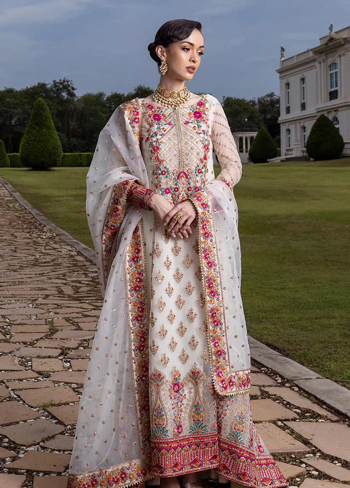 Zainab Chottani Embroidered Organza Suits Unstitched 3 Piece ZC24WF D-10 Tresor - Wedding Collection