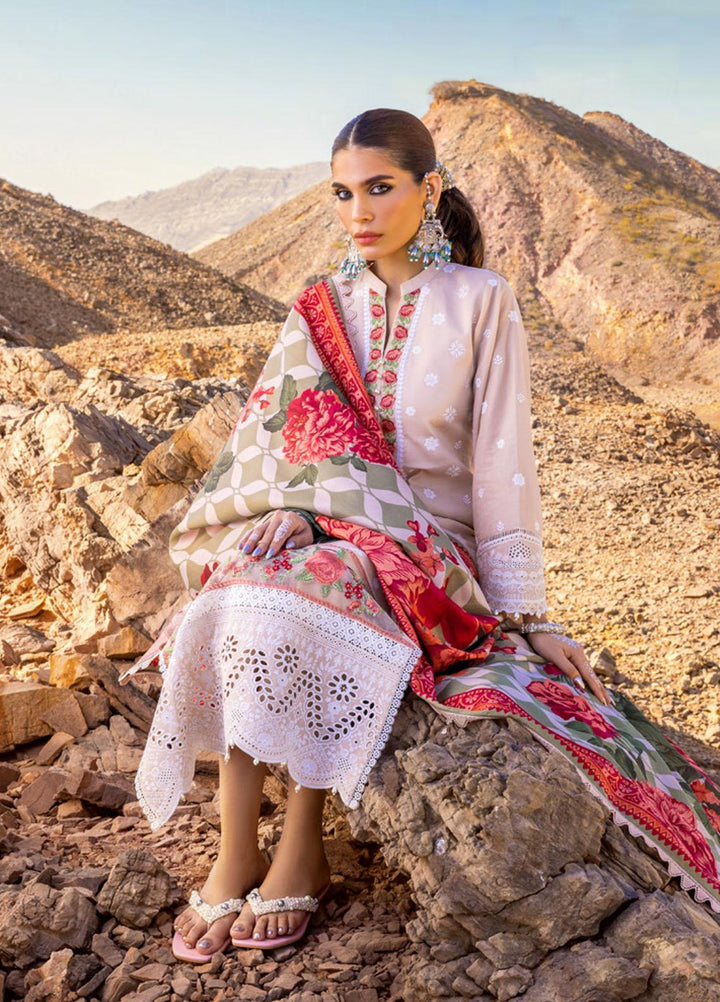 Zainab Chottani Embroidered Lawn Suits Unstitched 3 Piece DURNAZ ZC23CHN 04-B - Luxury Lawn Collection