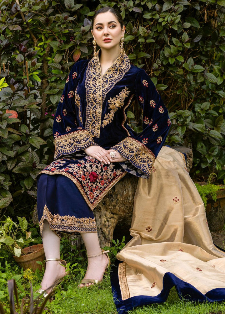 Zainab Chottani Embroidered Velvet Suits Unstitched 3 Piece ZC22V 03 Aashna - Luxury Collection