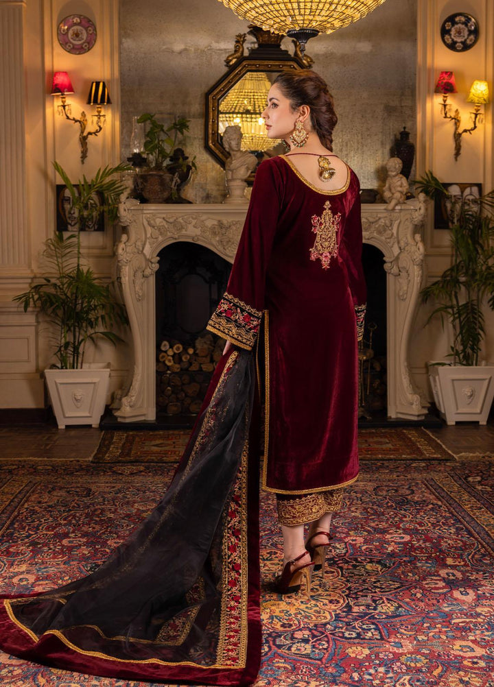 Zainab Chottani Embroidered Velvet Suits Unstitched 3 Piece ZC22V 04 Ameerah - Luxury Collection