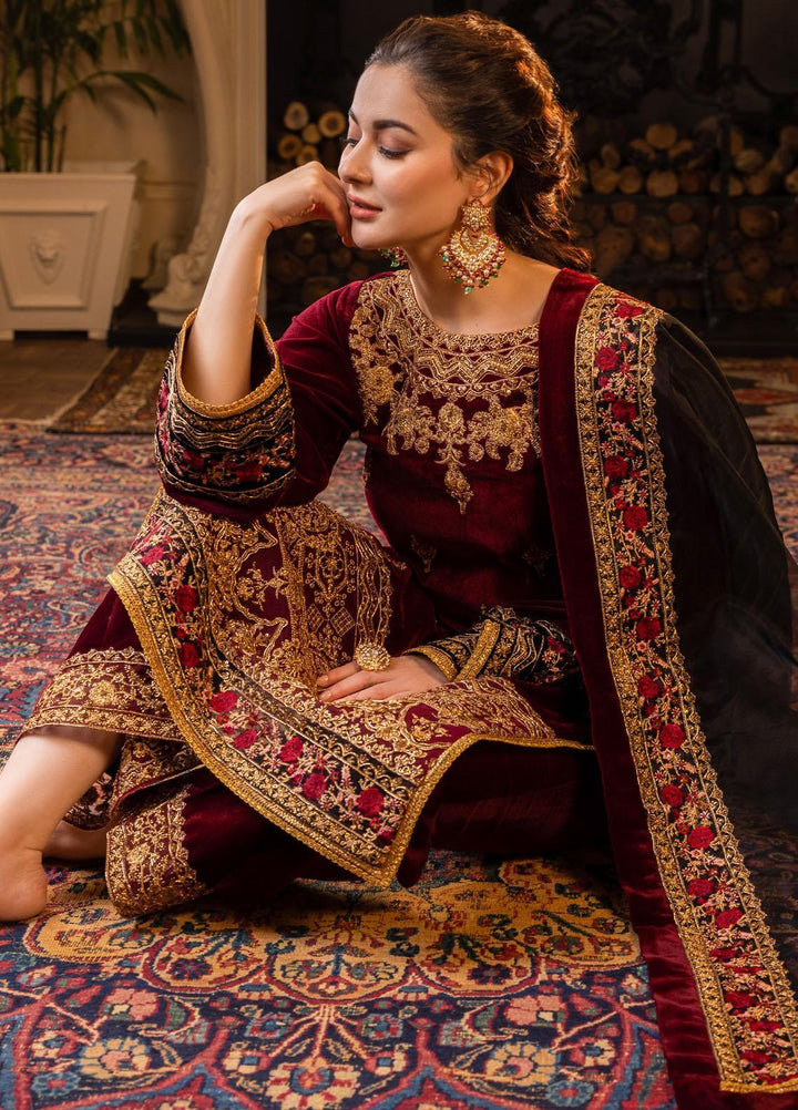 Zainab Chottani Embroidered Velvet Suits Unstitched 3 Piece ZC22V 04 Ameerah - Luxury Collection