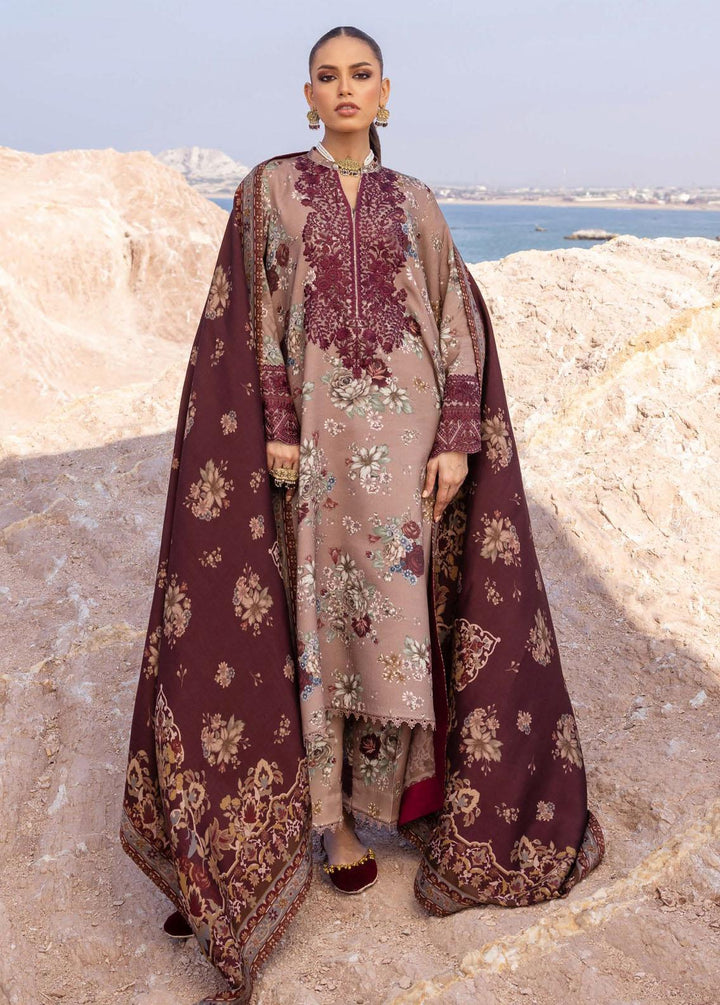 Zainab Chottani Embroidered Herringbone Suits Unstitched 3 Piece ZC23WS D1 Aks - Winter Collection