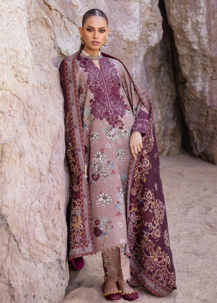 Zainab Chottani Embroidered Herringbone Suits Unstitched 3 Piece ZC23WS D1 Aks - Winter Collection