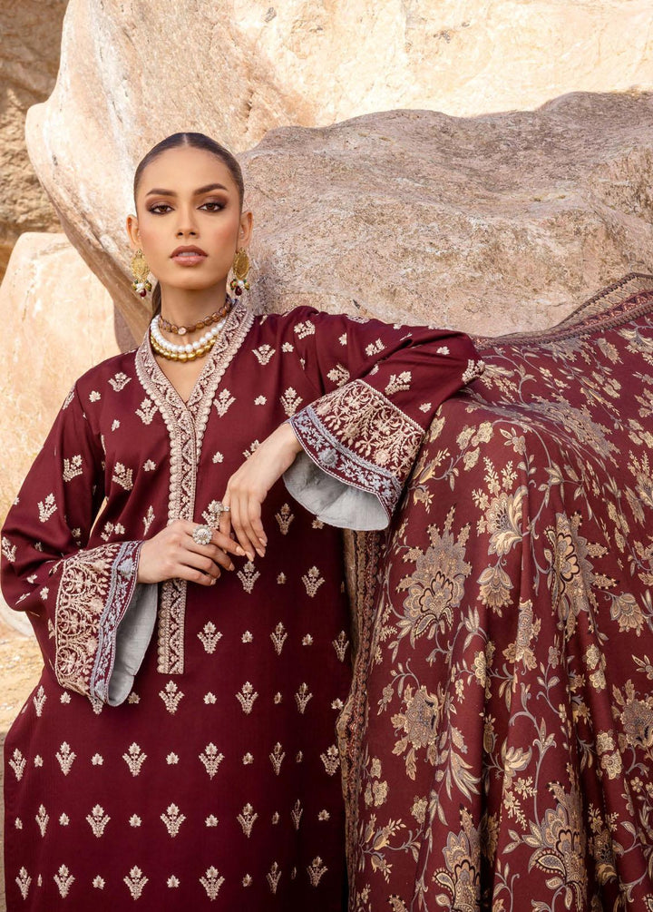 Zainab Chottani Embroidered Herringbone Suits Unstitched 3 Piece ZC23WS D7 Guzel - Winter Collection