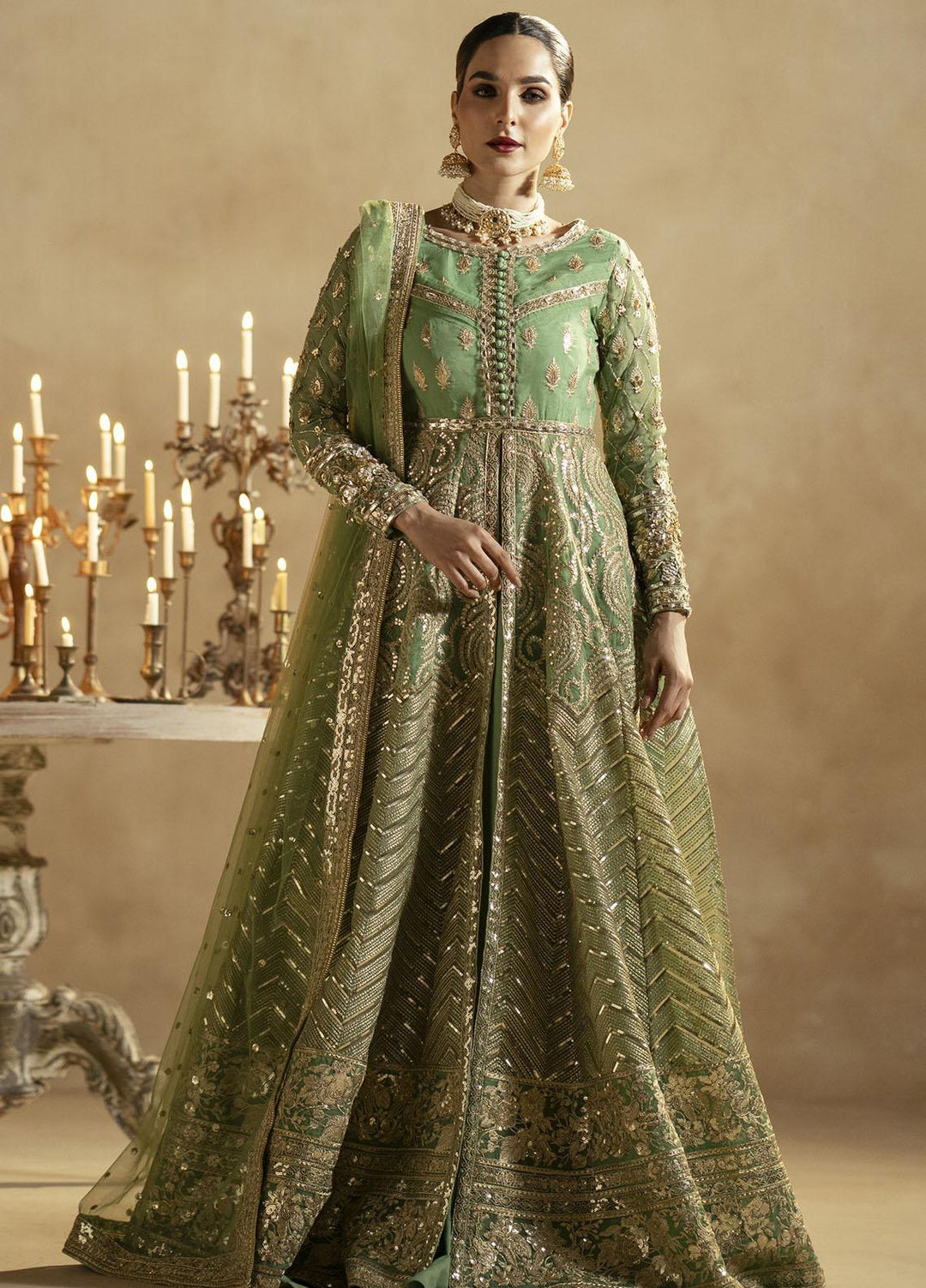 Zamani Begum By Maryum N Maria Embroidered Organza Suits Unstitched 3 Piece MNM23ZB MW23518 Opal - Wedding Collection