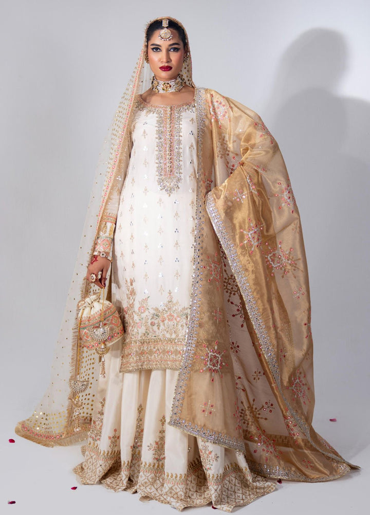 Zar-Bano by Scherezade Pret Hand Embellished N Embroidered Korean Rawsilk 3 Piece Suit Chandni-A