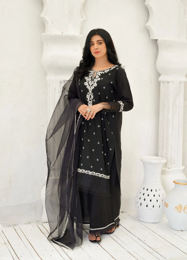 Zar Pret Embroidered Cotton Organza 3 Piece Suit Orchids