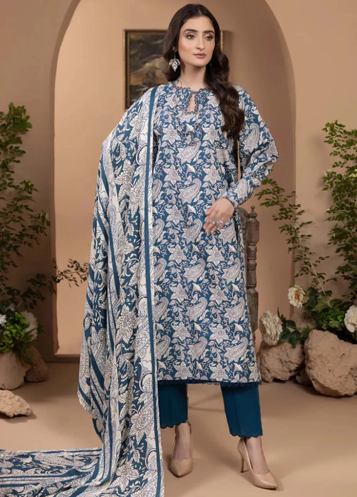 Zara By Humdum Printed Khaddar Suit Unstitched 3 Piece HD24ZK D-07 - Winter Collection