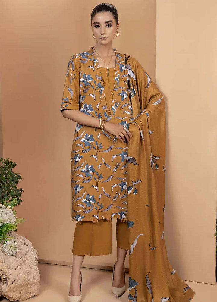 Zara By Humdum Printed Khaddar Suit Unstitched 3 Piece HD24ZK D-08 - Winter Collection