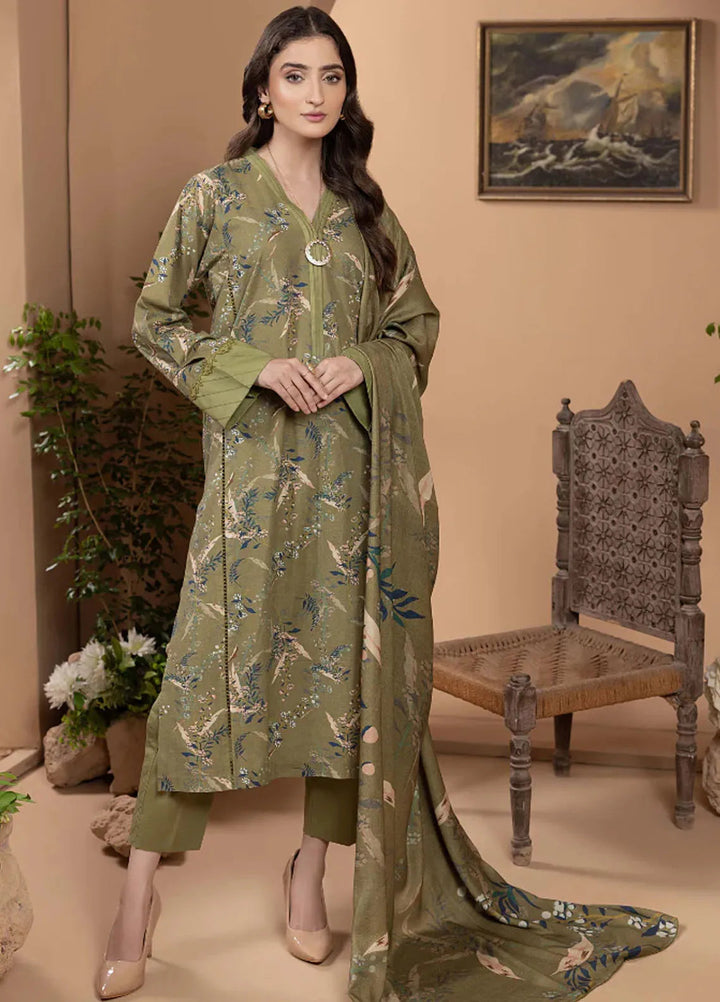 Zara By Humdum Printed Khaddar Suit Unstitched 3 Piece HD24ZK D-10 - Winter Collection