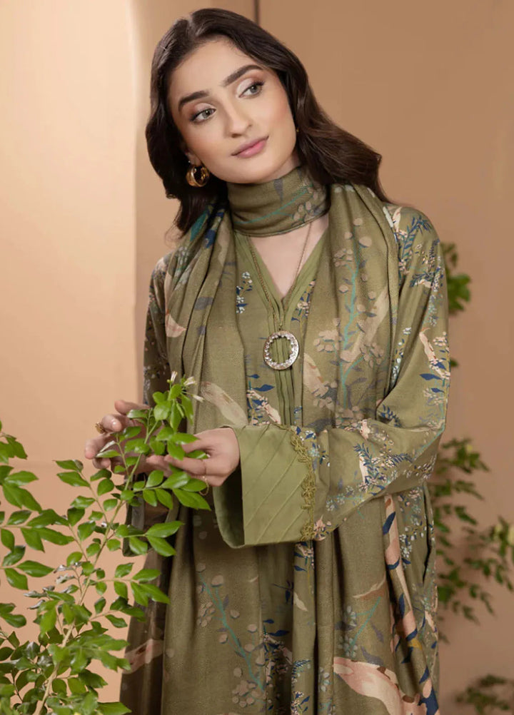 Zara By Humdum Printed Khaddar Suit Unstitched 3 Piece HD24ZK D-10 - Winter Collection