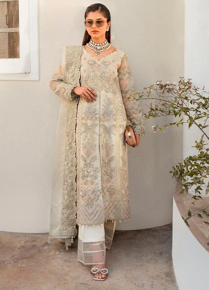 Zara By Shurooq Embroidered Organza Suits Unstitched 4 Piece SHQ23Z Chakori - Premium Collection