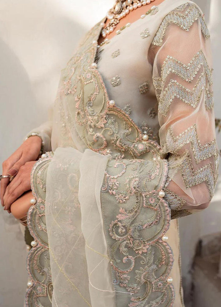 Zara By Shurooq Embroidered Organza Suits Unstitched 4 Piece SHQ23Z Chakori - Premium Collection