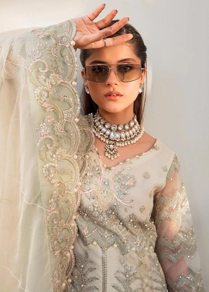 Zara By Shurooq Embroidered Organza Suits Unstitched 4 Piece SHQ23Z Chakori - Premium Collection