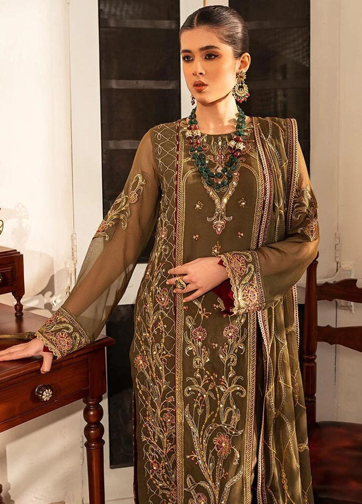Zara By Shurooq Embroidered Chiffon Suits Unstitched 4 Piece SHQ23Z Jannnat - Premium Collection