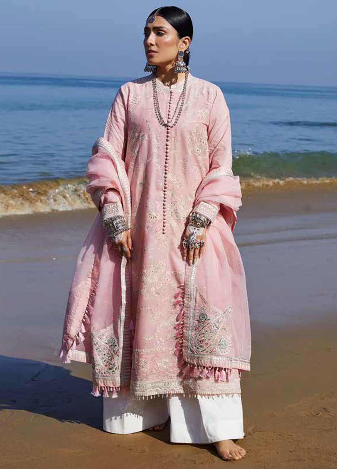 Zara Shahjahan Embroidered Jacquard Suits Unstitched 3 Piece ZS24SS D-10B Sandal - Summer Collection