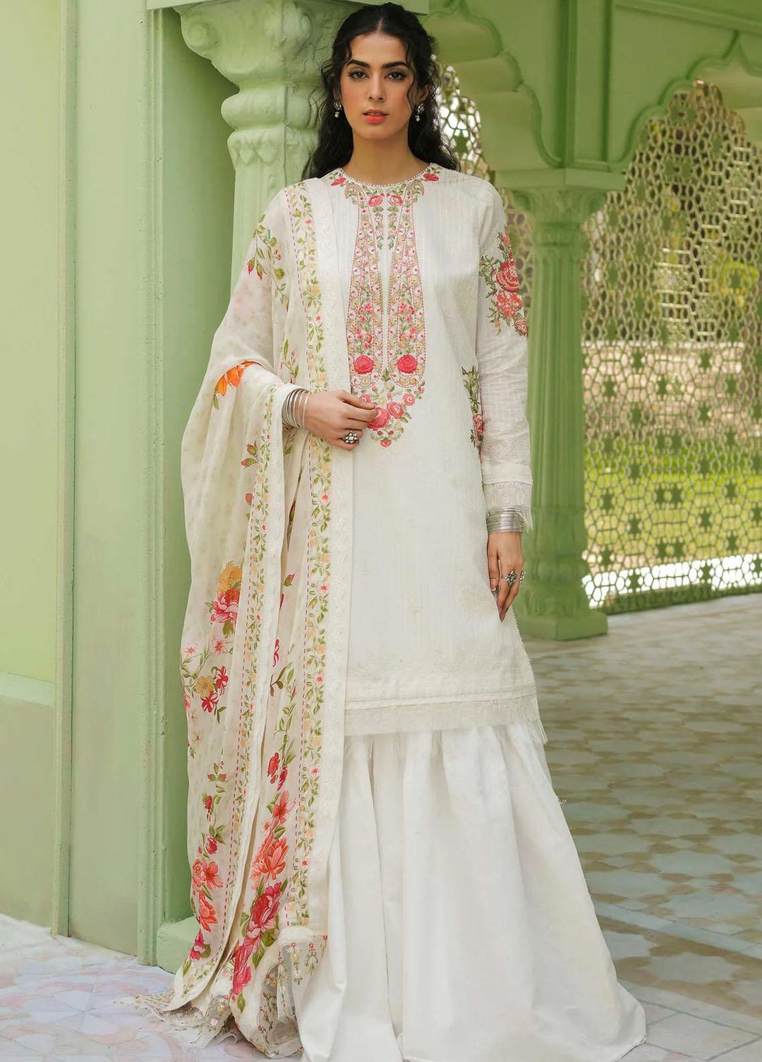 Zara Shahjahan Embroidered Lawn Suits Unstitched 3 Piece ZS23SS 1A - Spring / Summer Collection