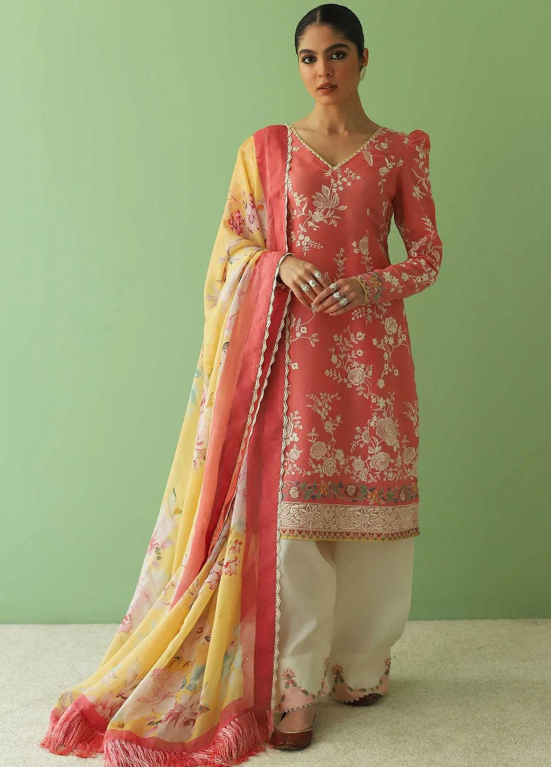 Zara Shahjahan Embroidered Lawn Suits Unstitched 3 Piece ZS23SS 3A - Spring / Summer Collection