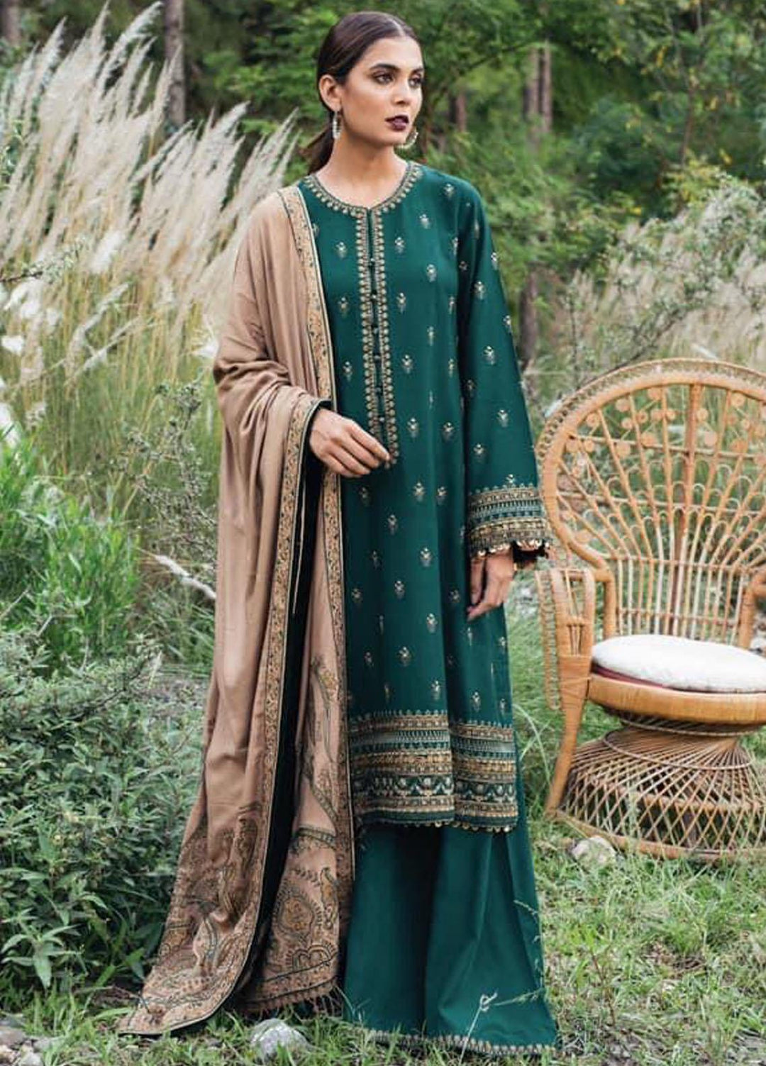 Zara Shahjahan Embroidered Linen Suits Unstitched 3 Piece ZS21W Bano - Winter Collection