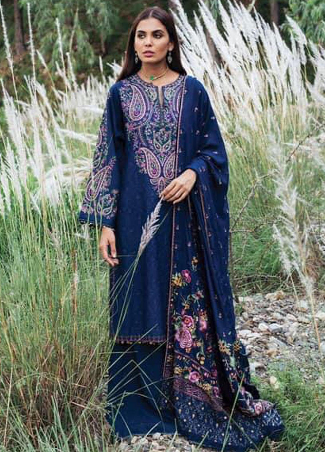 Zara Shahjahan Embroidered Cotton Satin Suits Unstitched 3 Piece ZS21W Soha - Winter Collection