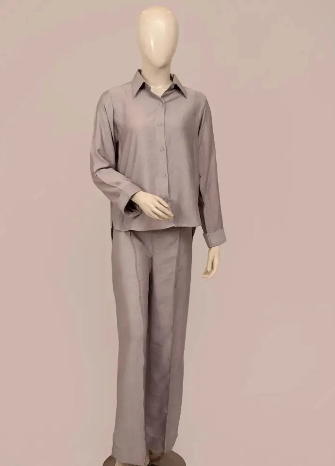 Zarah and Sarah Pret Solid Cotton 2 Piece Suit grey Co-ord