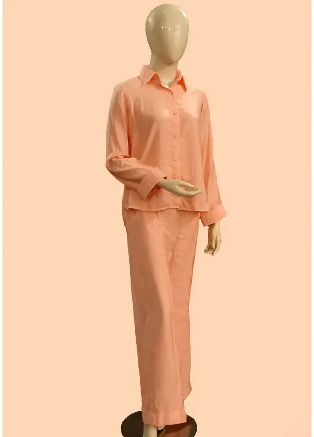 Zarah and Sarah Pret Solid Cotton 2 Piece Suit peach Co-ord