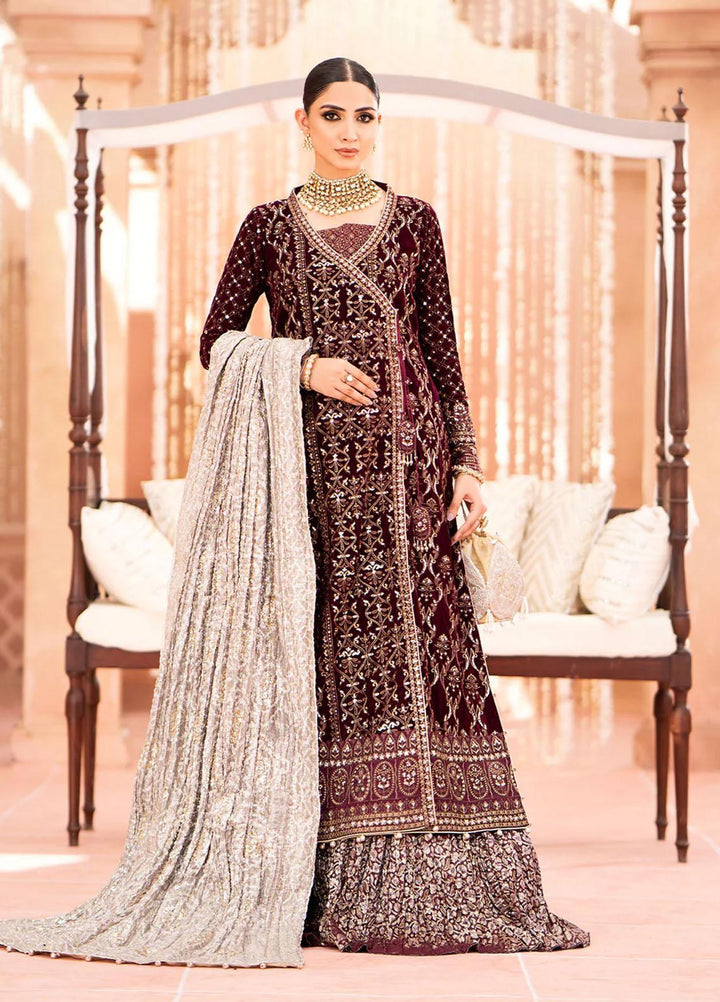 Zardozi By AIK Atelier Embroidered Velvet Suits Unstitched 3 Piece AIK23Z Look 08 - Premium Collection