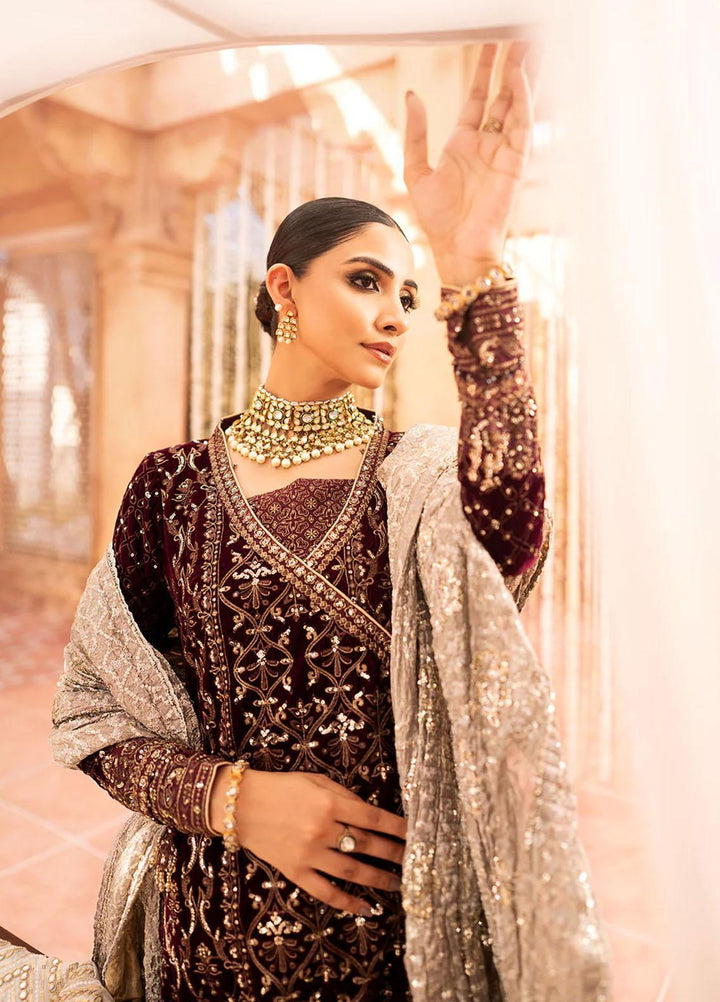 Zardozi By AIK Atelier Embroidered Velvet Suits Unstitched 3 Piece AIK23Z Look 08 - Premium Collection