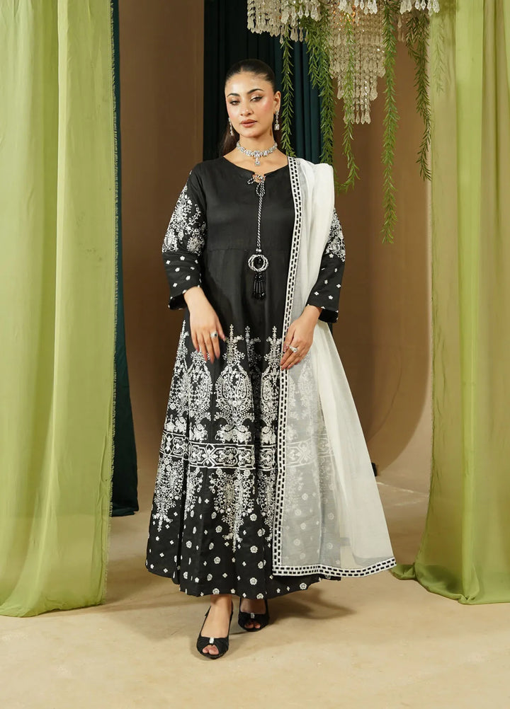 Zaren Pret Embroidered Chambray 3 Piece Suit 3004-K.NT-BLK