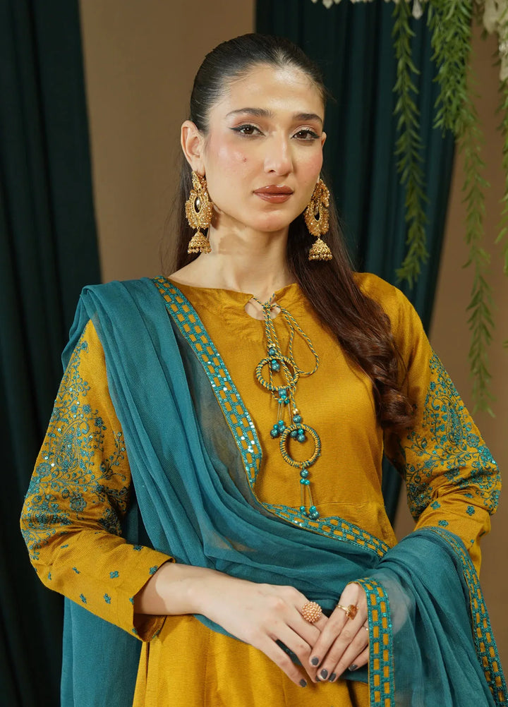 Zaren Pret Embroidered Chambray 3 Piece Suit 3004-K.NT-MST