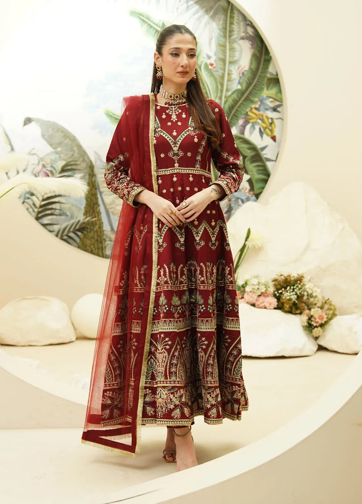 Zaren Pret Embroidered Chambray 3 Piece Suit 4141-K.NT-MRN