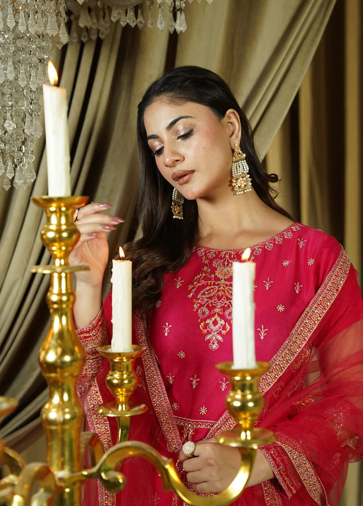 Zaren Pret Embroidered Net 3 Piece Suit 4143-NT-PNK