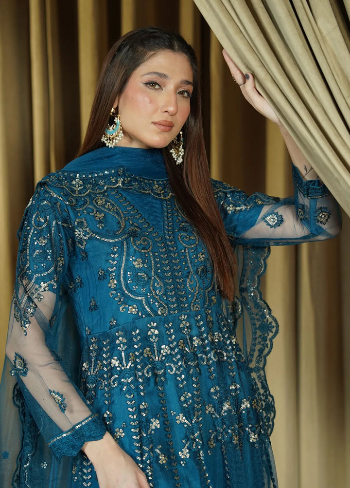 Zaren Pret Embroidered Net 3 Piece Suit 4160-NT-ZNK