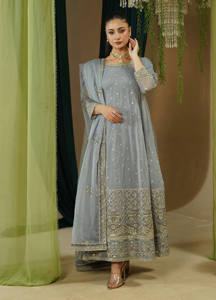 Zaren Pret Embroidered Organza 3 Piece Suit 3008-B.NT-GRY