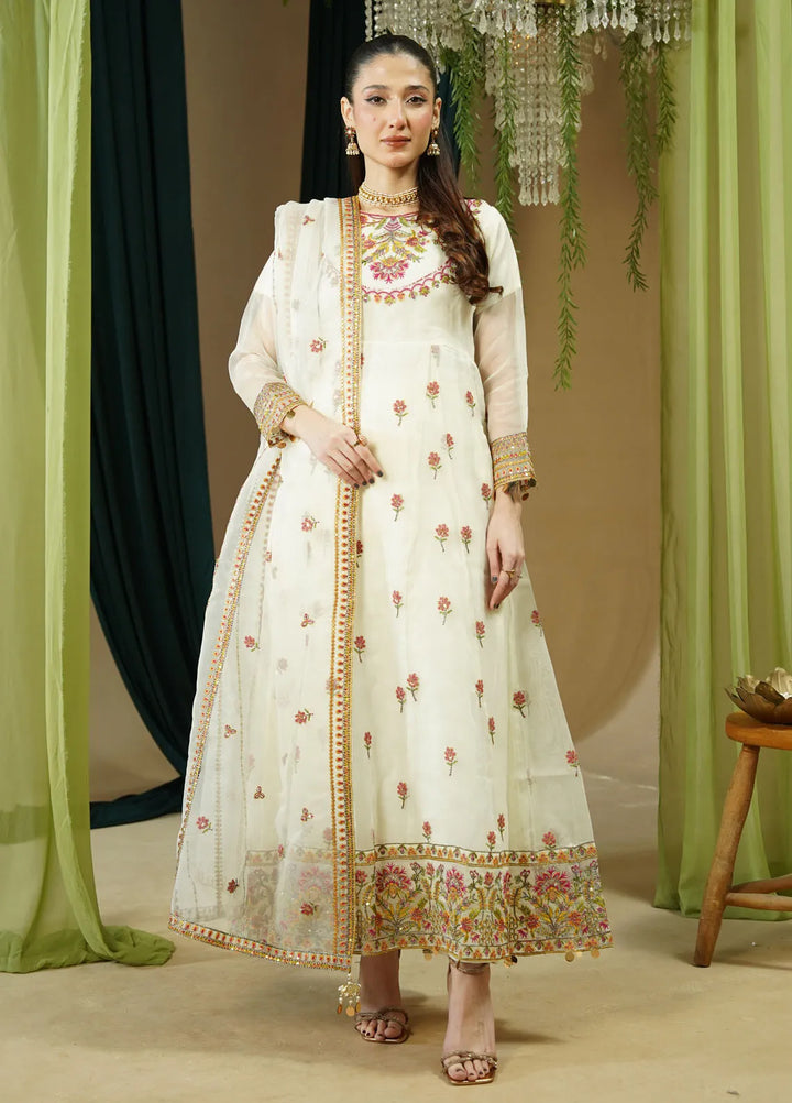 Zaren Pret Embroidered Organza 3 Piece Suit 4130-ORG-O.WHT