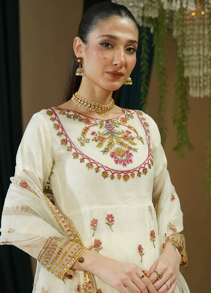 Zaren Pret Embroidered Organza 3 Piece Suit 4130-ORG-O.WHT