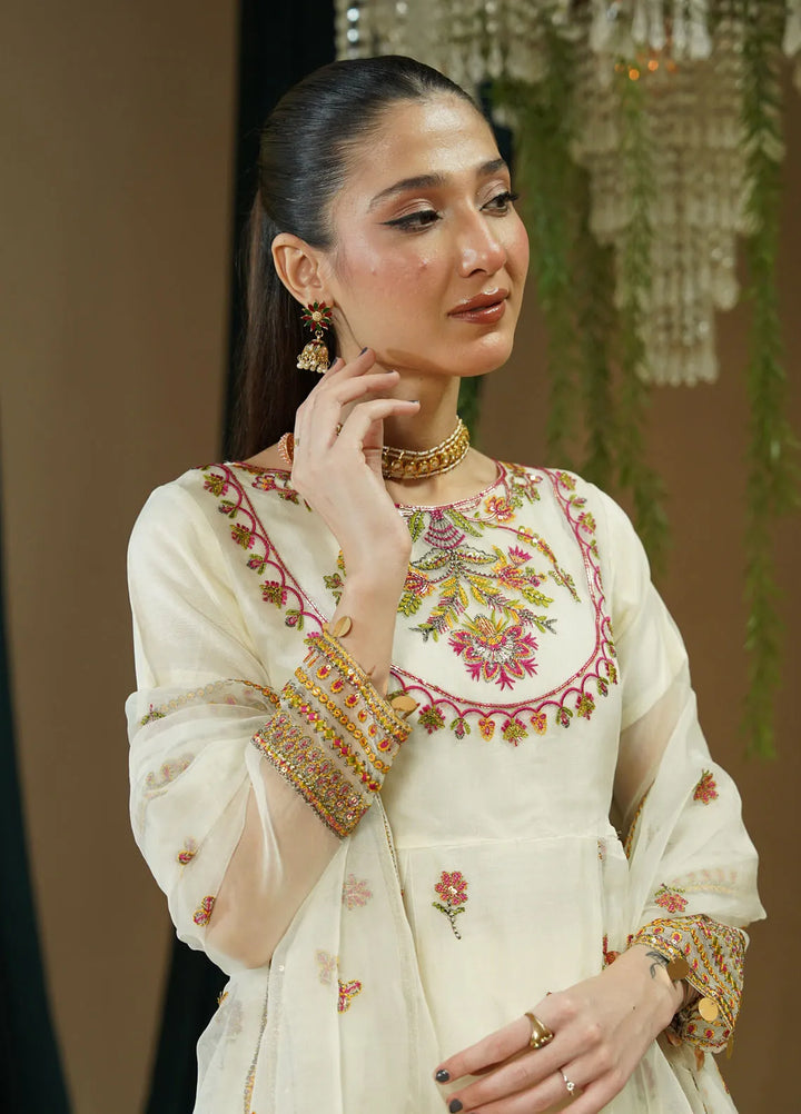 Zaren Pret Embroidered Organza 3 Piece Suit 4130-ORG-O.WHT