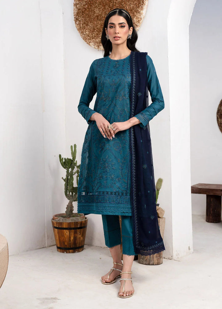 Zarif Embroidered Lawn Unstitched Suit 3 Piece ZF24E ZL 07 Marina - Eid Collection