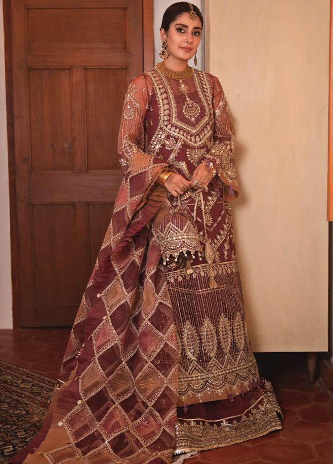 Zarlish by MNR Embroidered Organza Suits Unstitched 3 Piece MNR21Z MEERAL (ZWU-21-06) - Luxury Formals Collection