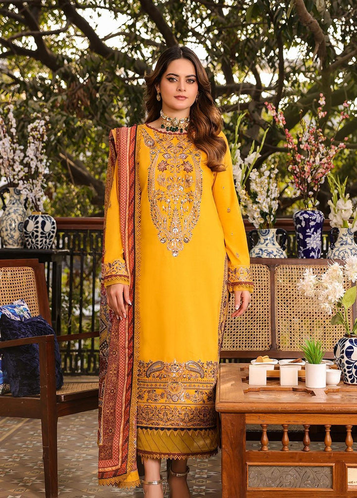 Zarq Barq By Asim Jofa Embroidered Cambric Suits Unstitched 3 Piece AJ23ZB AJZB-01 - Eid Collection